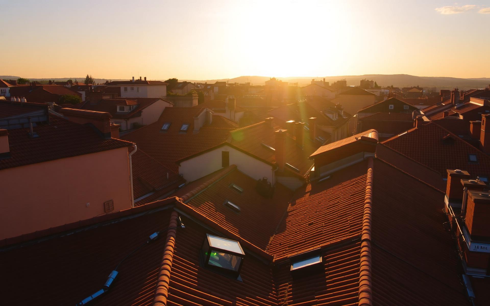 European rooftops at golden hour